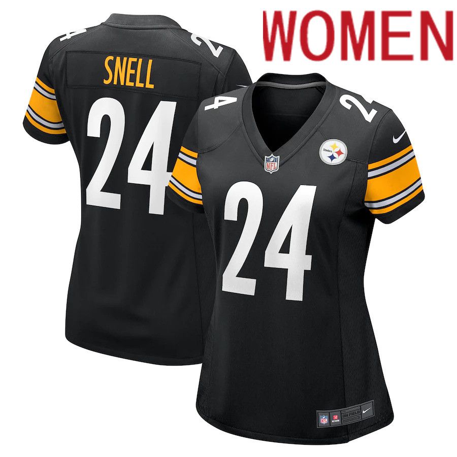 Women Pittsburgh Steelers 24 Benny Snell Jr. Nike Black Game NFL Jersey